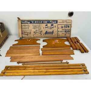 Vintage Victory U-BUILD'EM  Ark Wooden Pull Toy -Antique 1940's Great Graphics